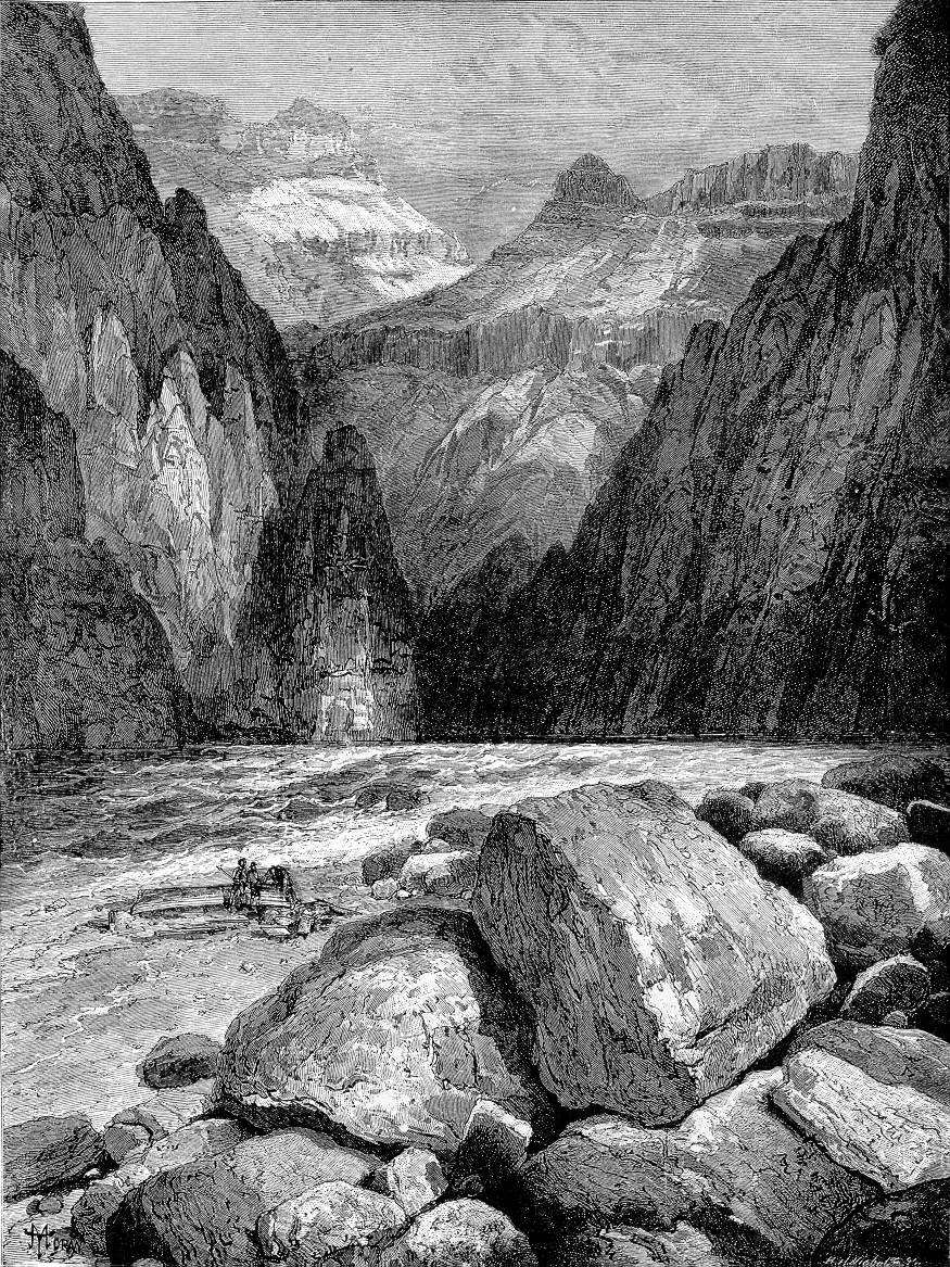 Engraving, “Granite Falls.─Kaibab Division.─Grand Cañon.”  By Thomas Moran.